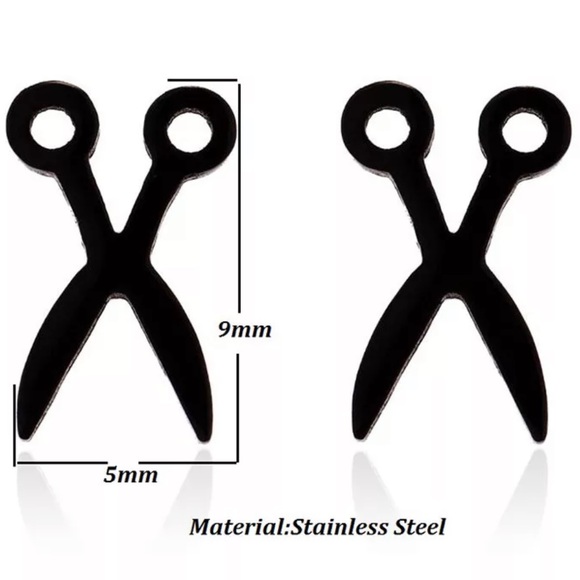SCISSORS SILVER  Hair Stylist Minimalist Steel Stud Earrings - Picture 4 of 6